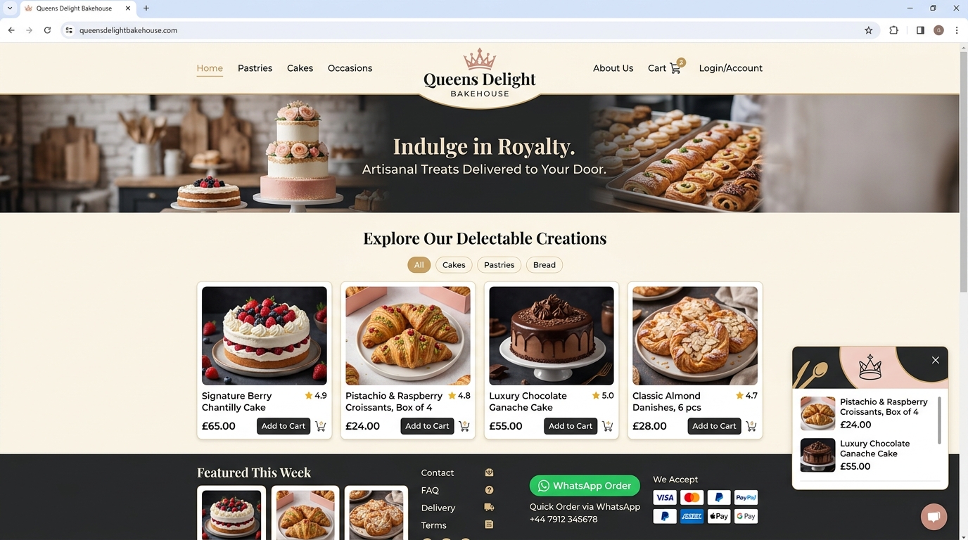 Queens Delight Bakehouse E-Commerce Website